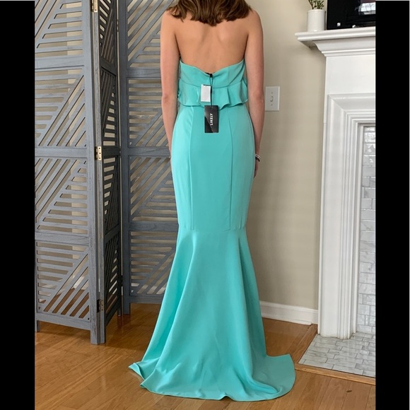 NEW LIKELY Eden Sea Breeze Dress 6 Party Event Formal Gown Mermaid Tiny Flaw - Picture 4 of 16